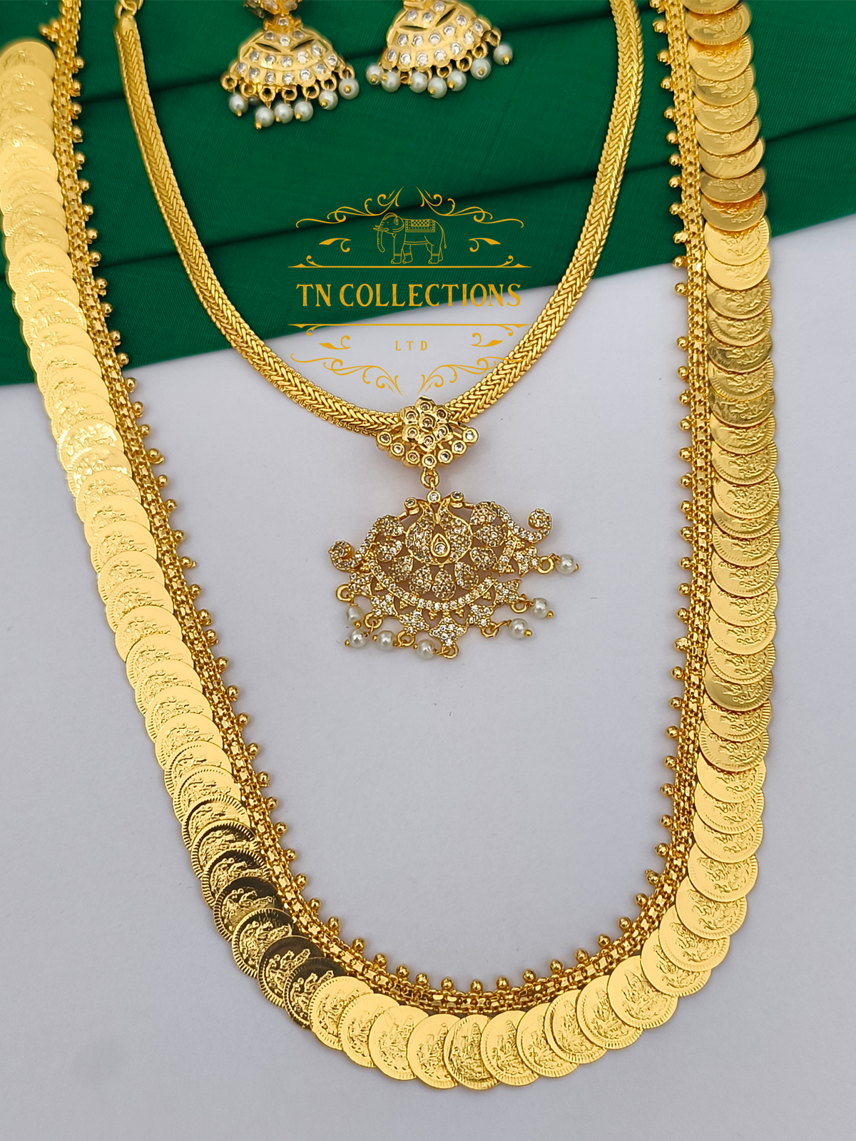 Micro Gold Finish Semi Bridal Set (Full white stones)