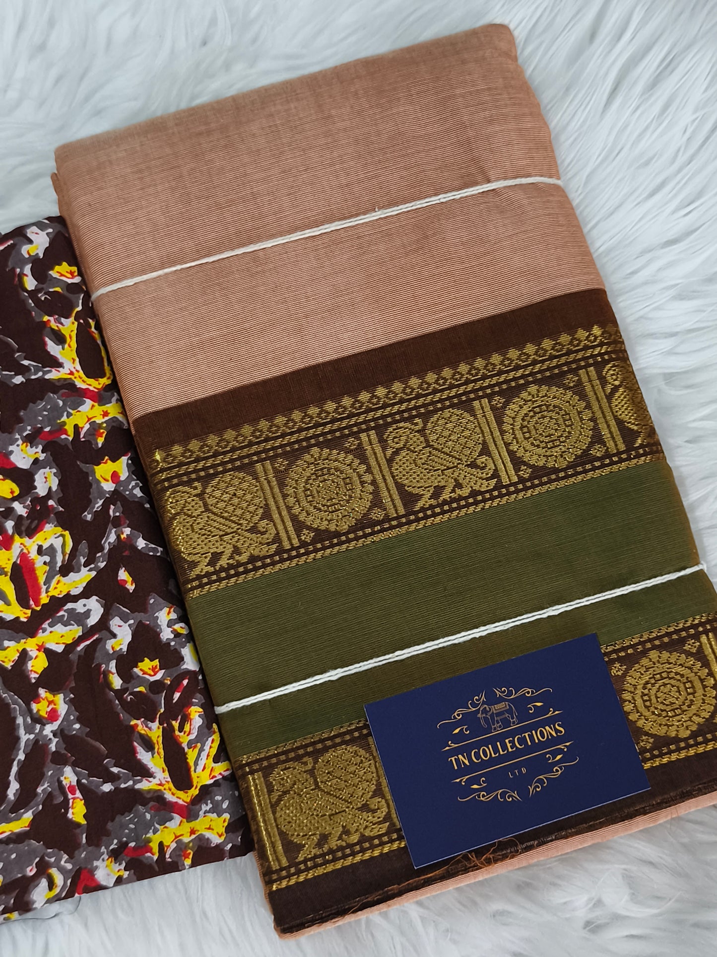 Pure Chettinad cotton saree with Kalamkarai blouse
