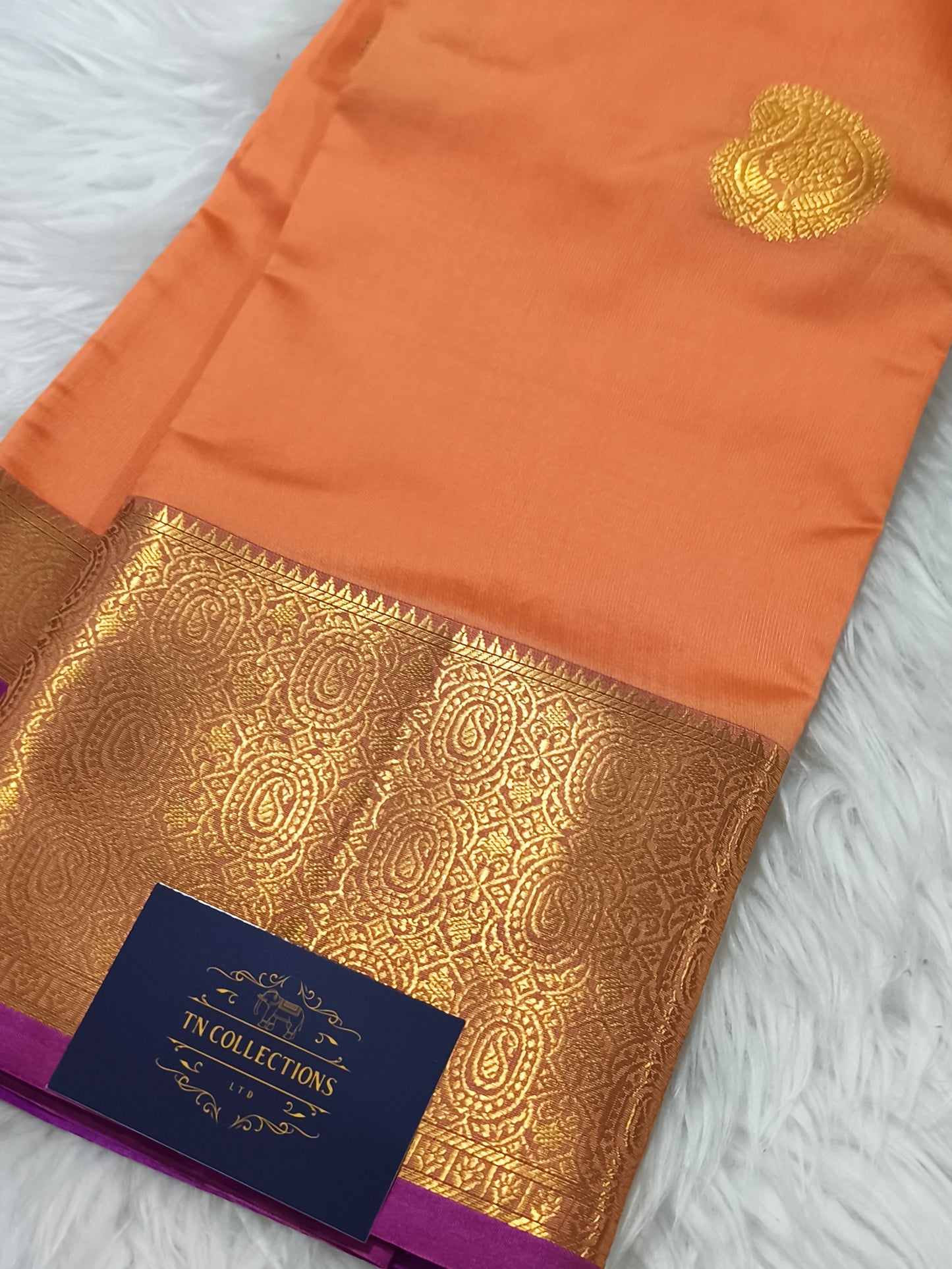 Luxury Semi Soft Silk Saree (Peach-Orange)