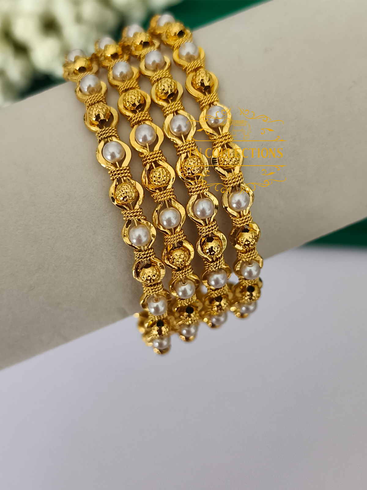 One gram gold forming Pearl Bangles  Set