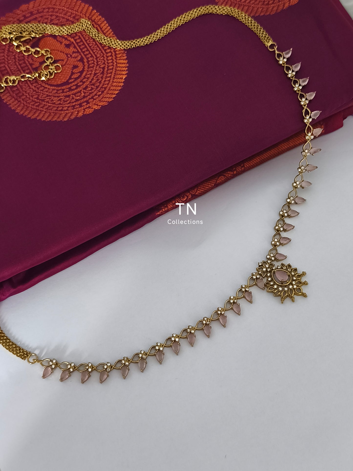 Antique Matte Finish Hip Chain (Dusky Pink)