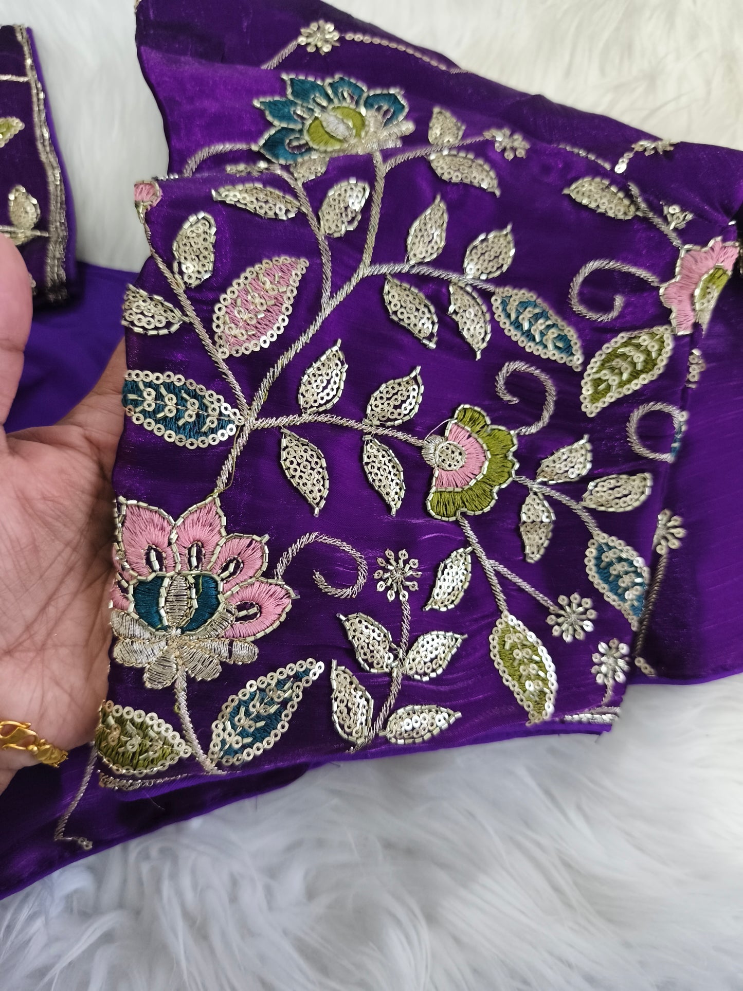 Readymade Saree Blouse(Purple)