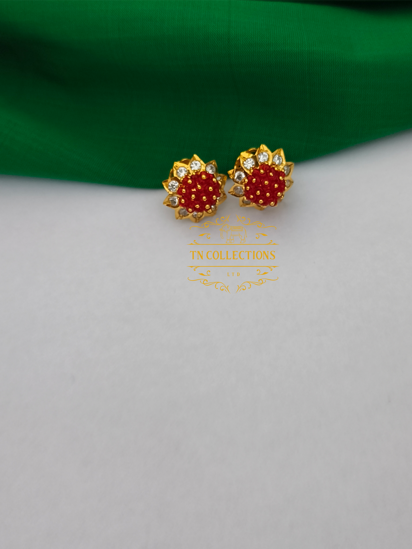 22ct Gold plated Traditional Muthukuviyal Thodu (Red)
