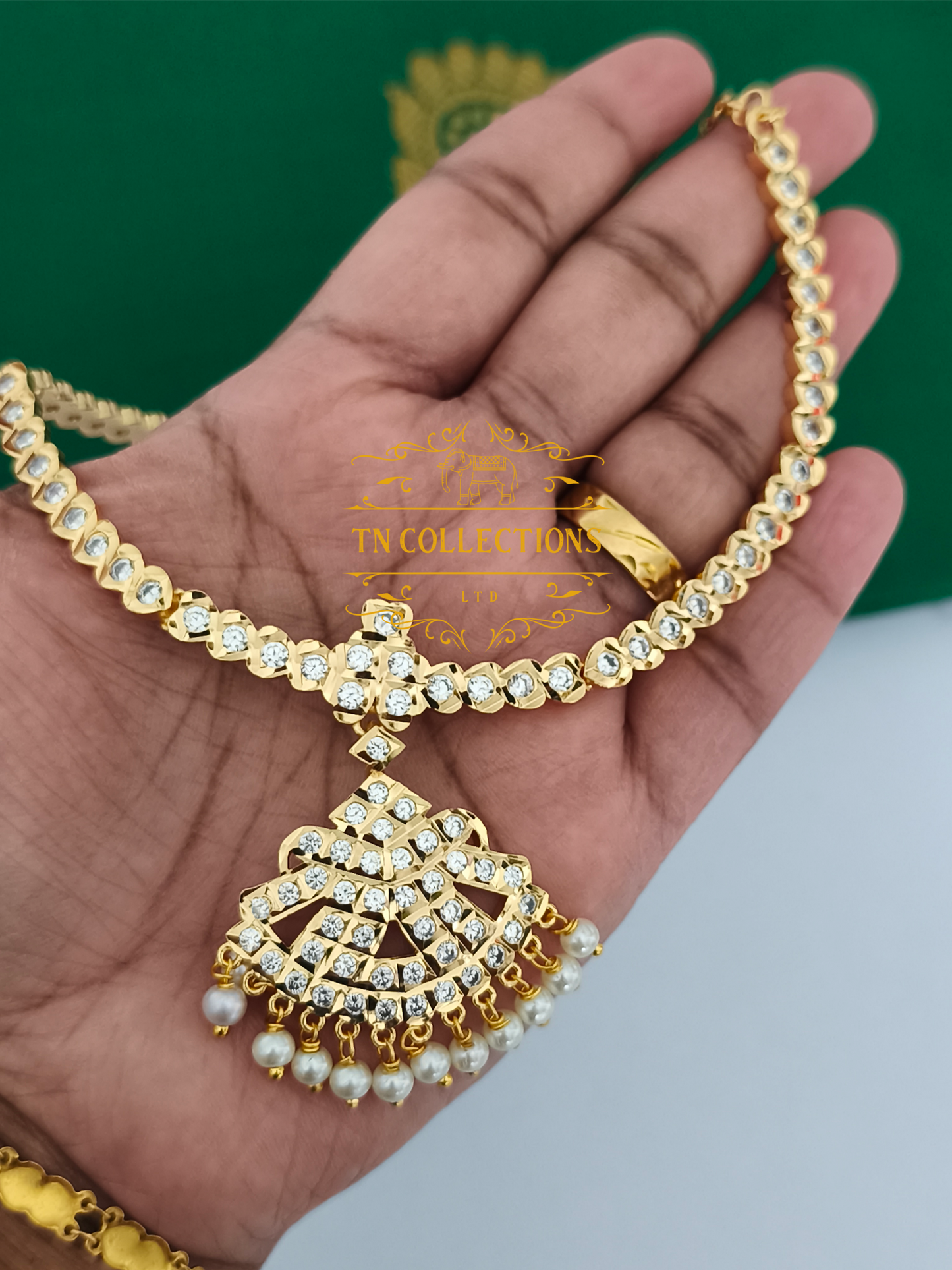 Micro Gold-Plated Traditional Semi Bridal Set (Full white stones)