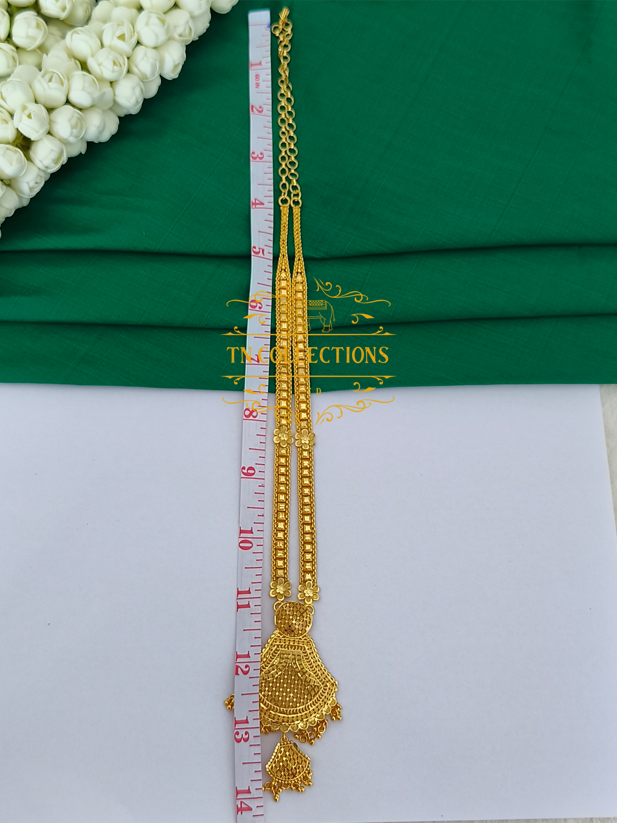 Gold Plated Traditional Long Haaram with Earrings