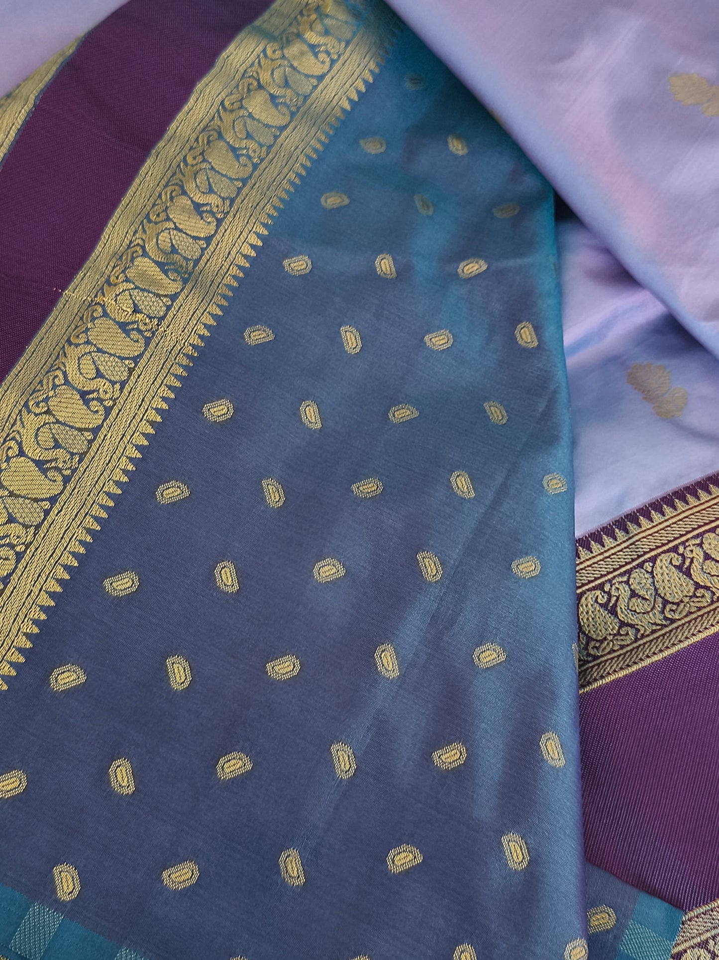 kanjivaram Banaras Soft Pattu saree with contrast blouse