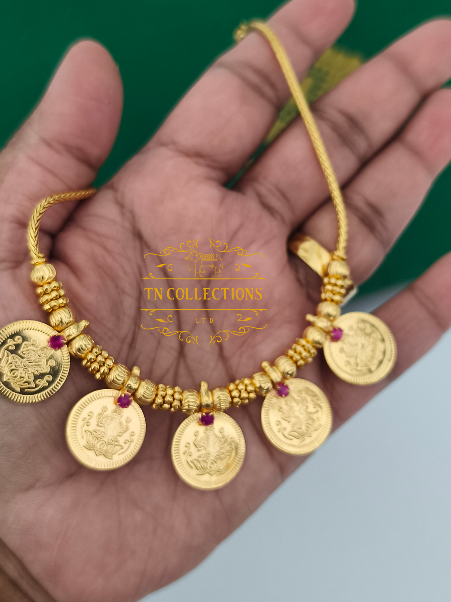Micro Gold-Plated Traditional Semi Bridal Set (Ruby &white stones)