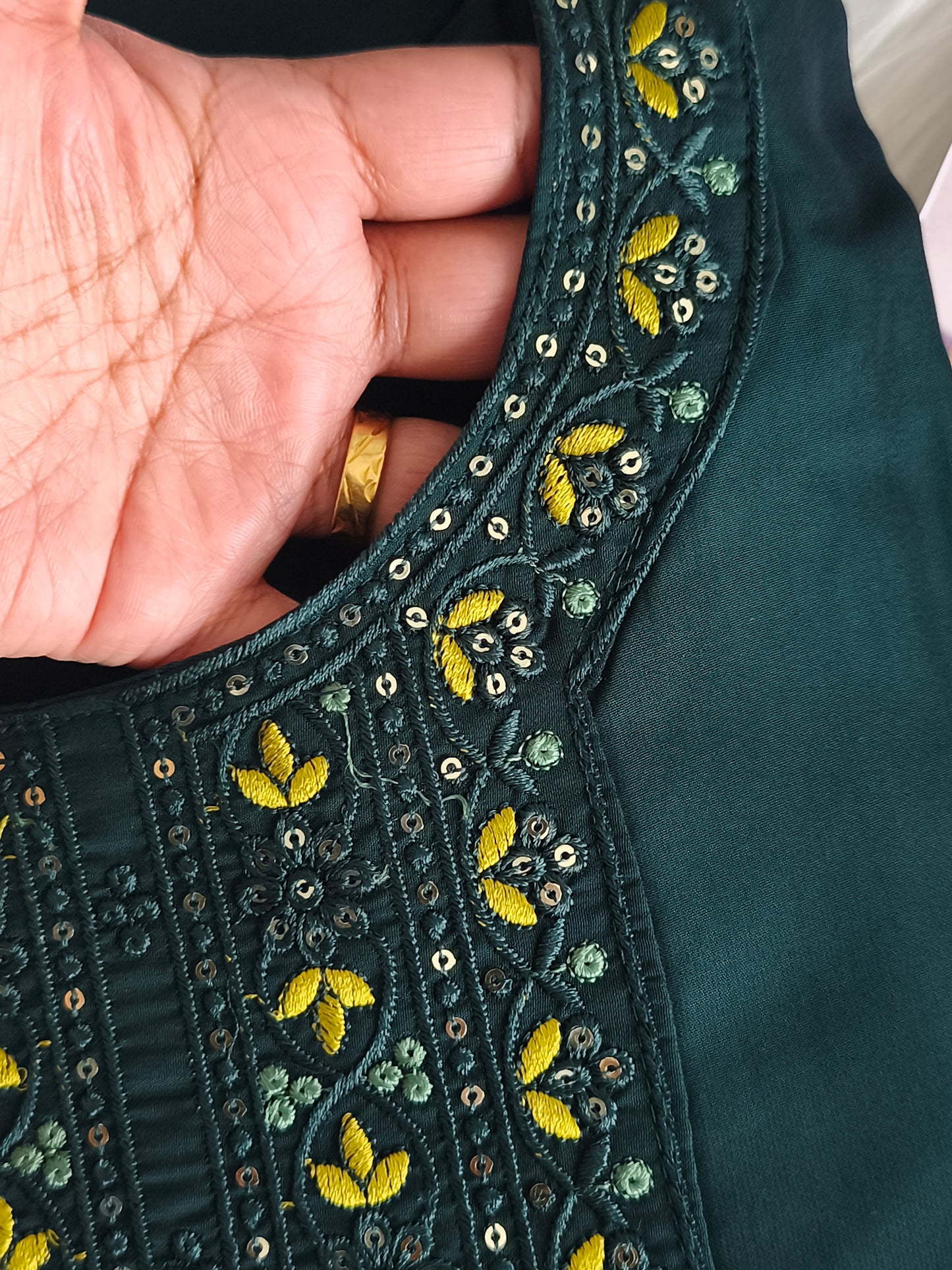 Stylish 3 Piece Embroidered Side Open Shalwar Suit with Floral Dupatta- (L/XL)