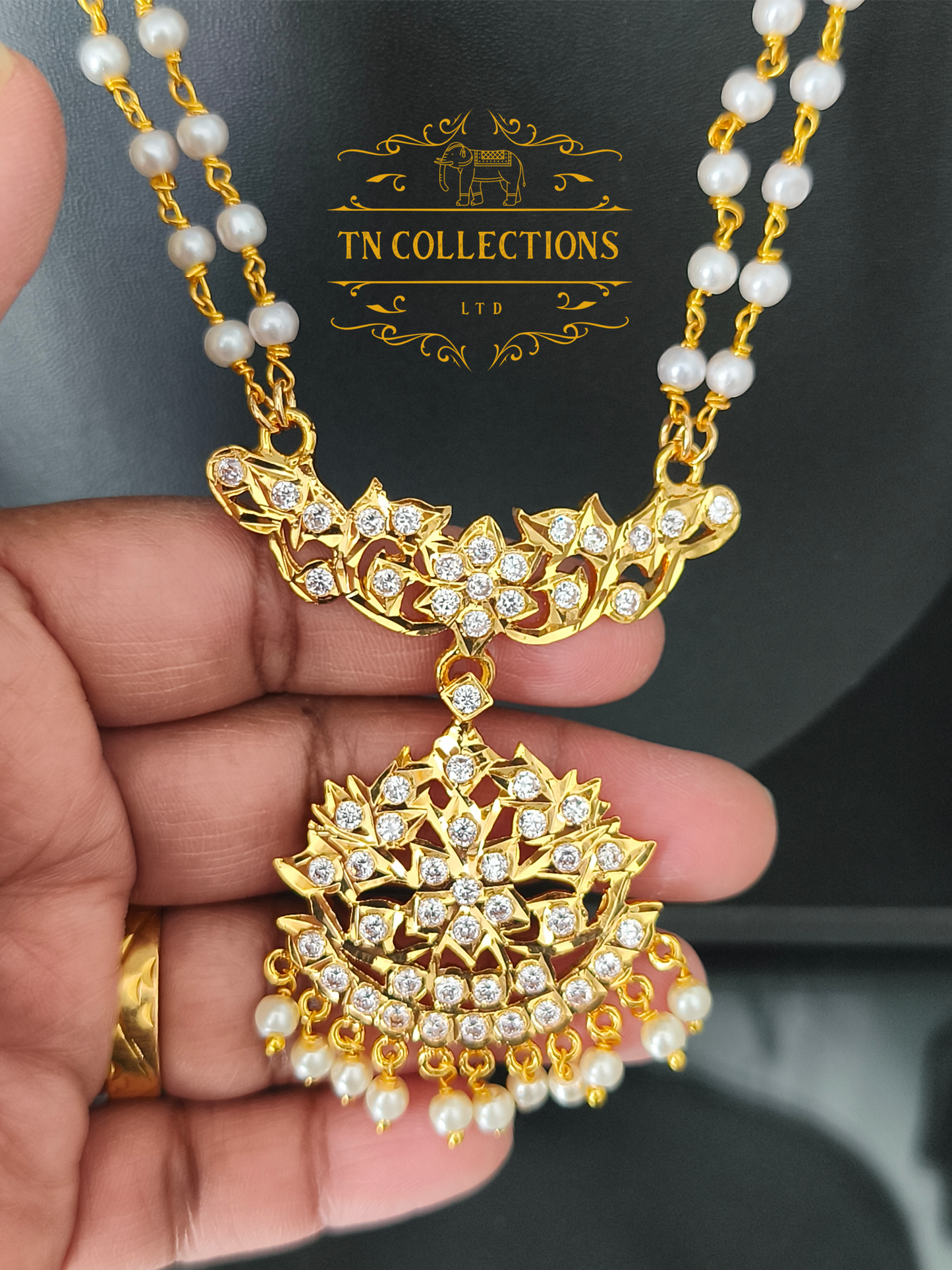 Micro Gold-Plated Traditional semi bridal set (Full white stones)