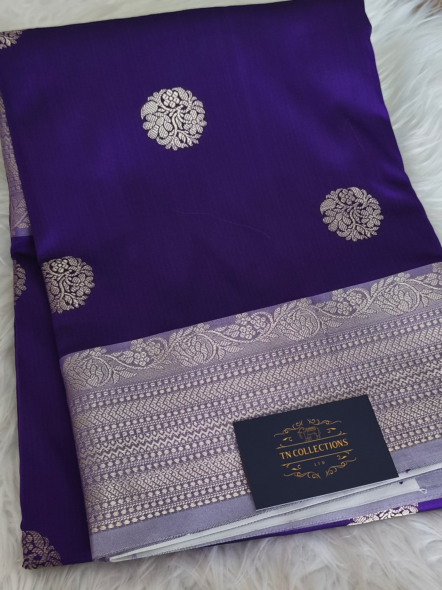 Banarasi Semi Katan Semi Silk Saree (Dark Purple)