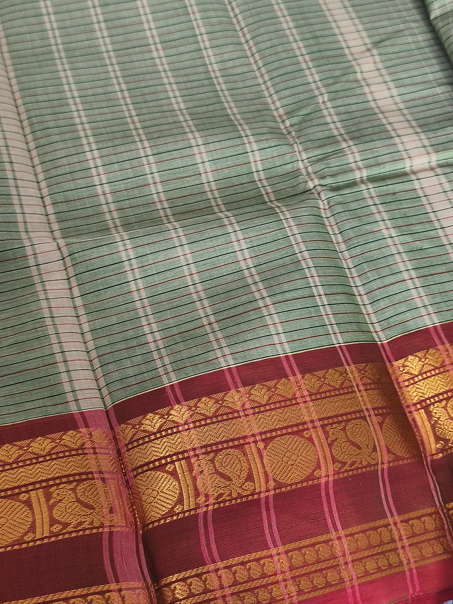 Pure Handloom kanchi cotton Kattam Saree