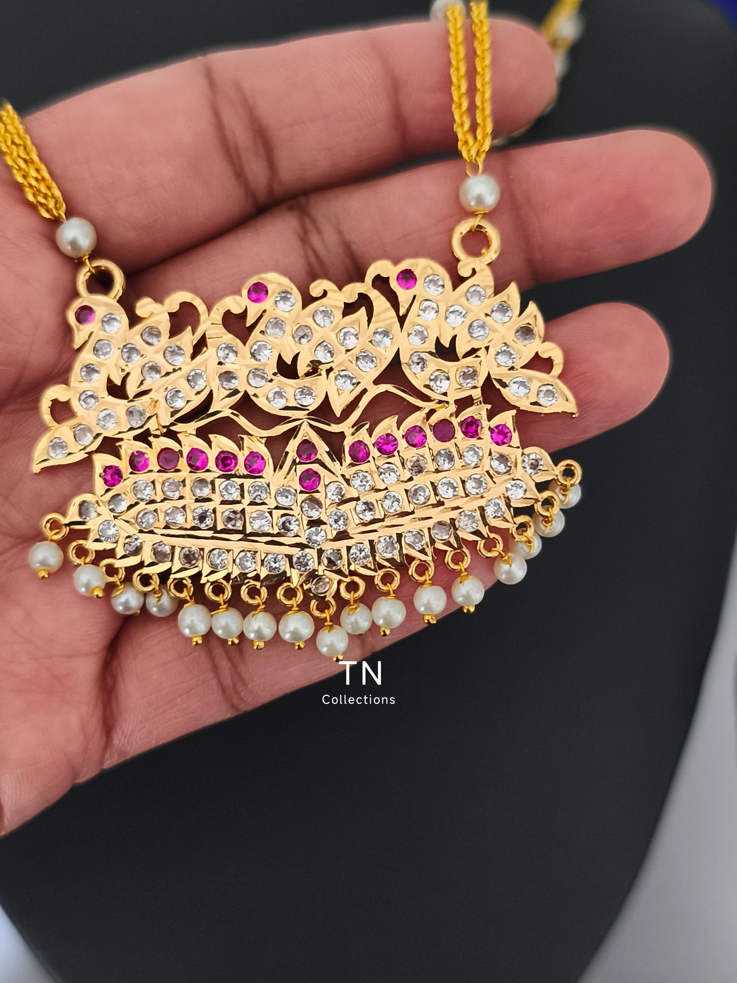 Micro gold plated Traditional Pathakkam with pearl chain