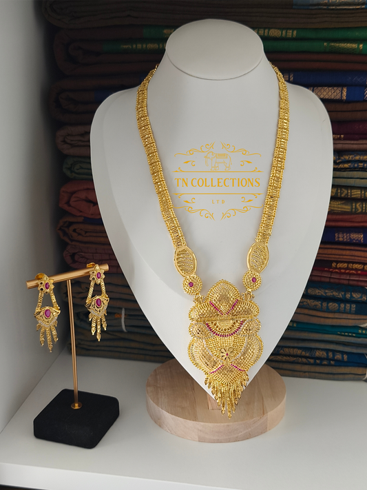 One Gram Gold Forming Haaram with Earrings