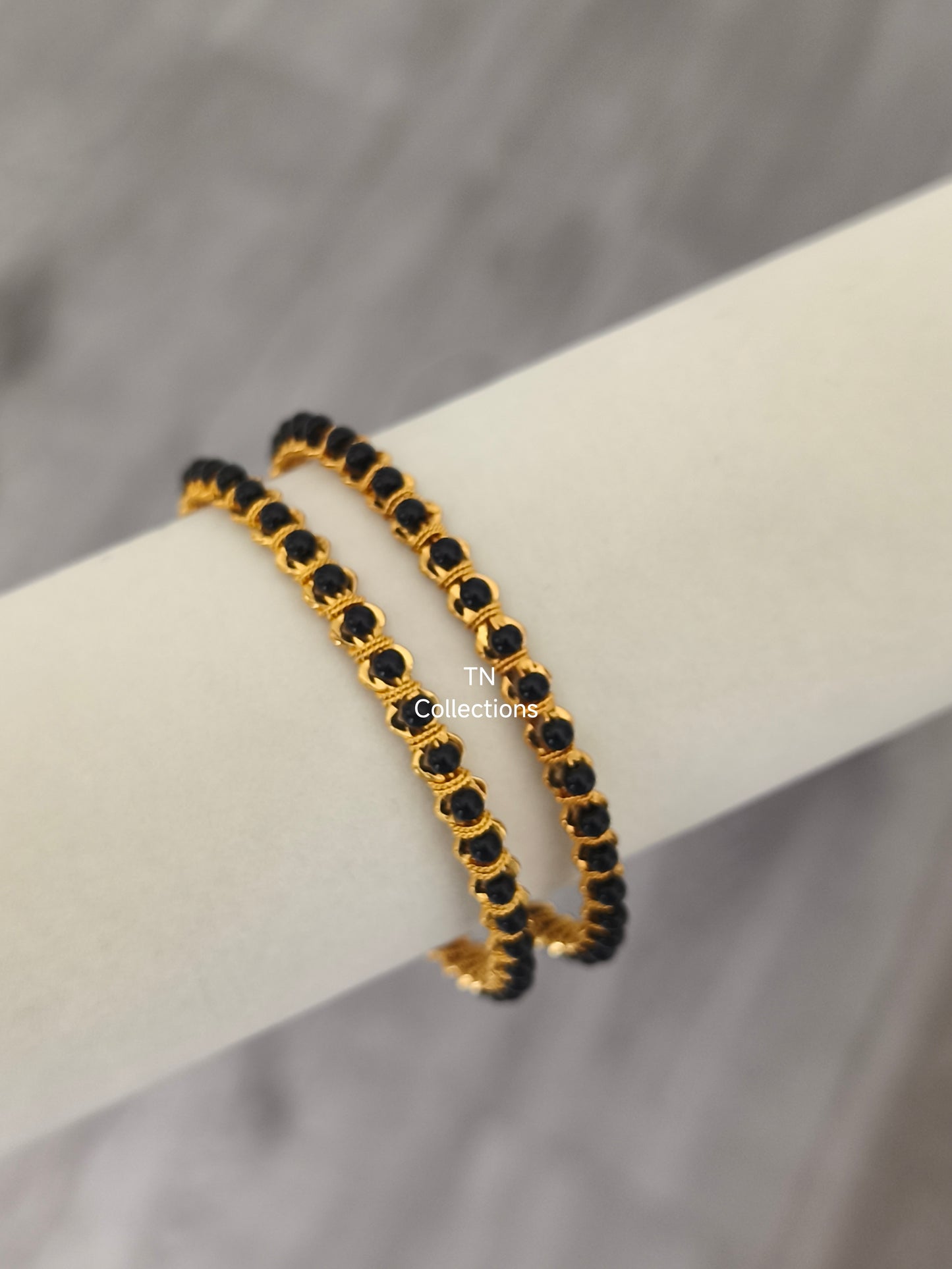 One gram gold polished Beaded Bangles a Pair (Size 2.6)