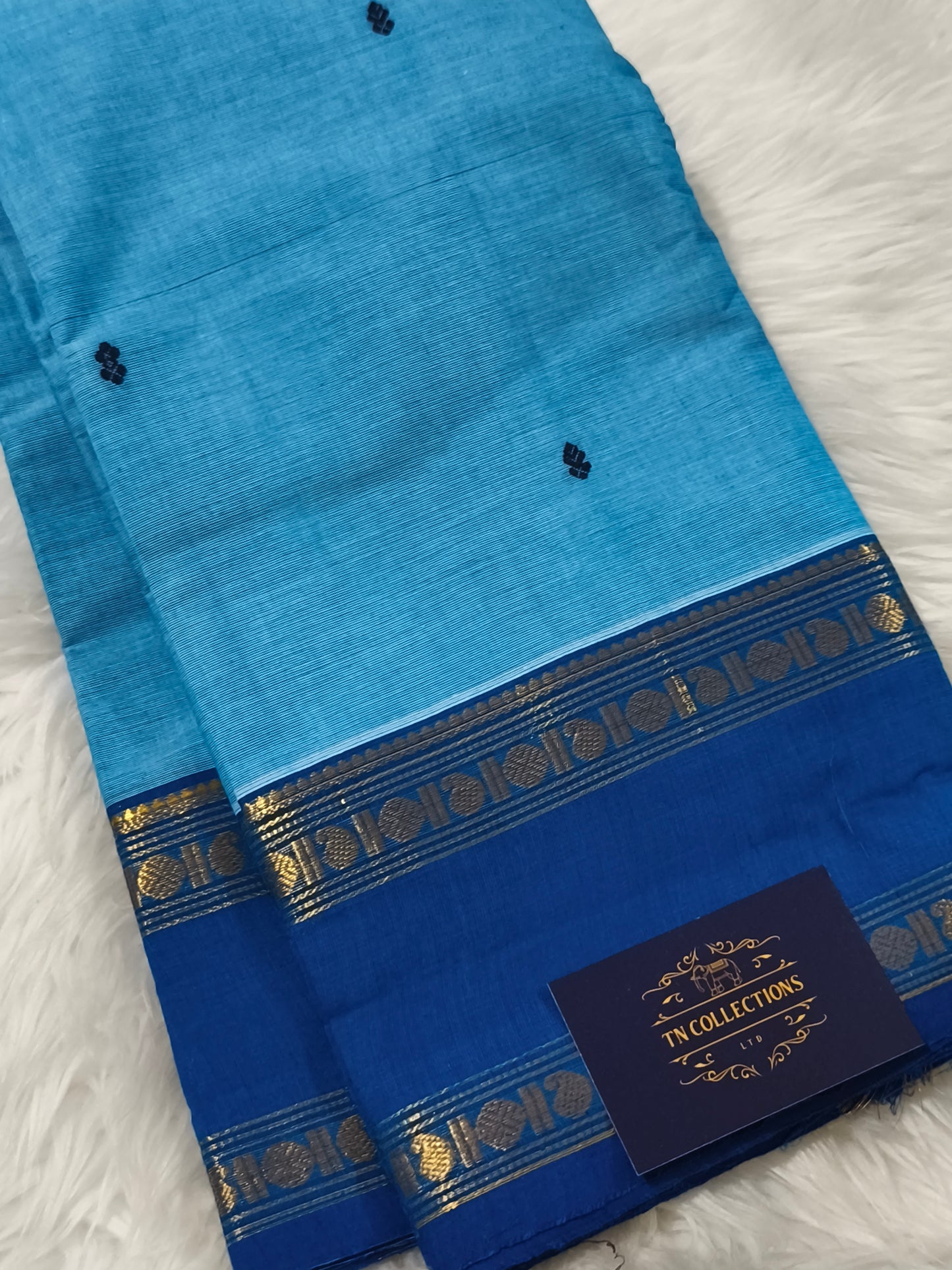 Pure Kanchi Cotton Saree (Blue)