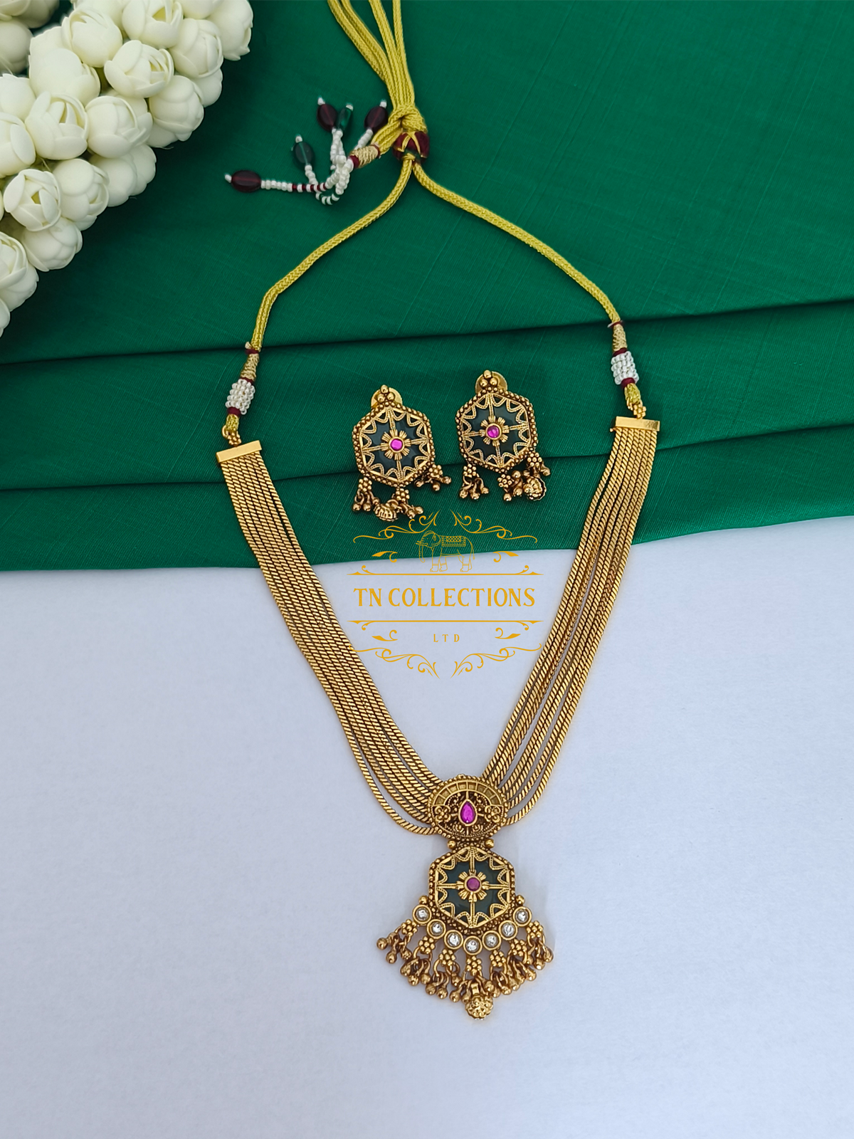 Antique Polish Jadau kundan Necklace Set