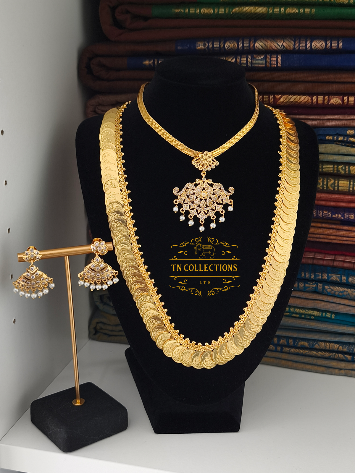 Micro Gold Finish Semi Bridal Set (Full white stones)