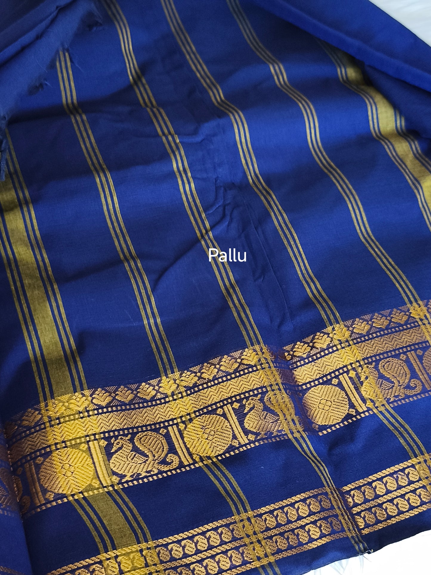 Pure handloom kanchi cotton saree (Blue)