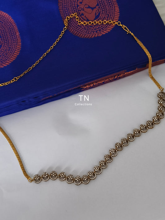 KIDS cz stone Matte finish hip chain (Full wite Stone)