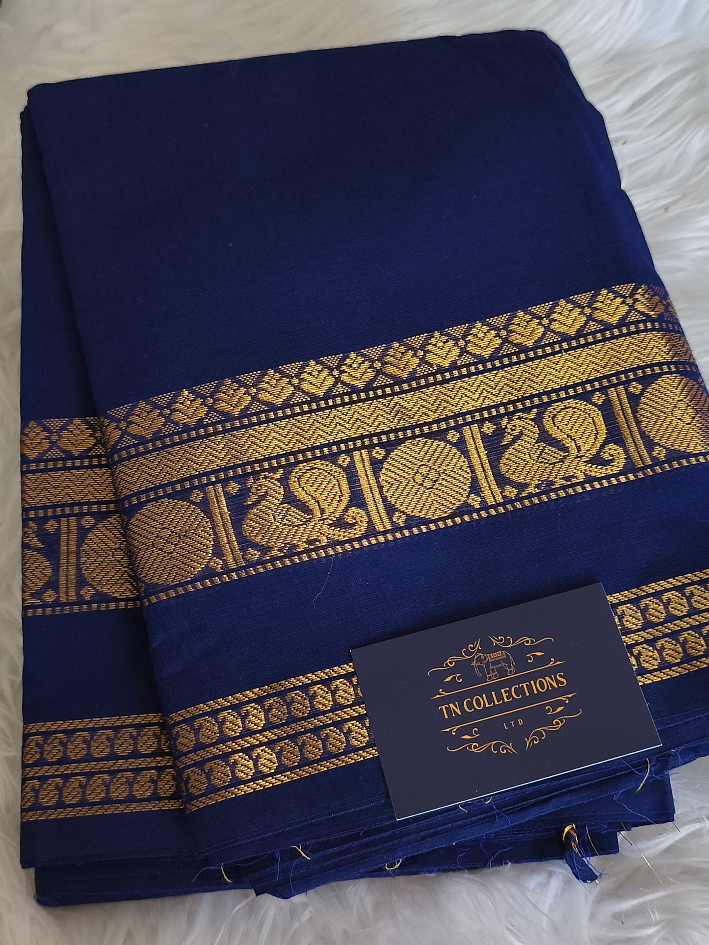 Pure handloom kanchi cotton saree (Blue)