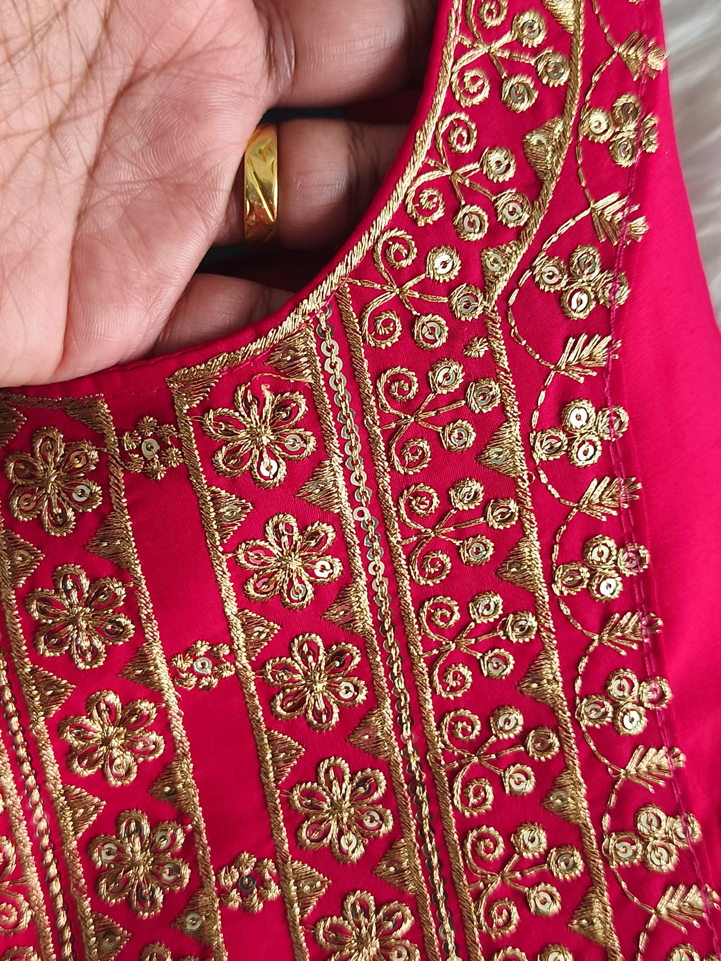 Readymade 3pcs Anarkali Type Shalwar (Hot Pink)