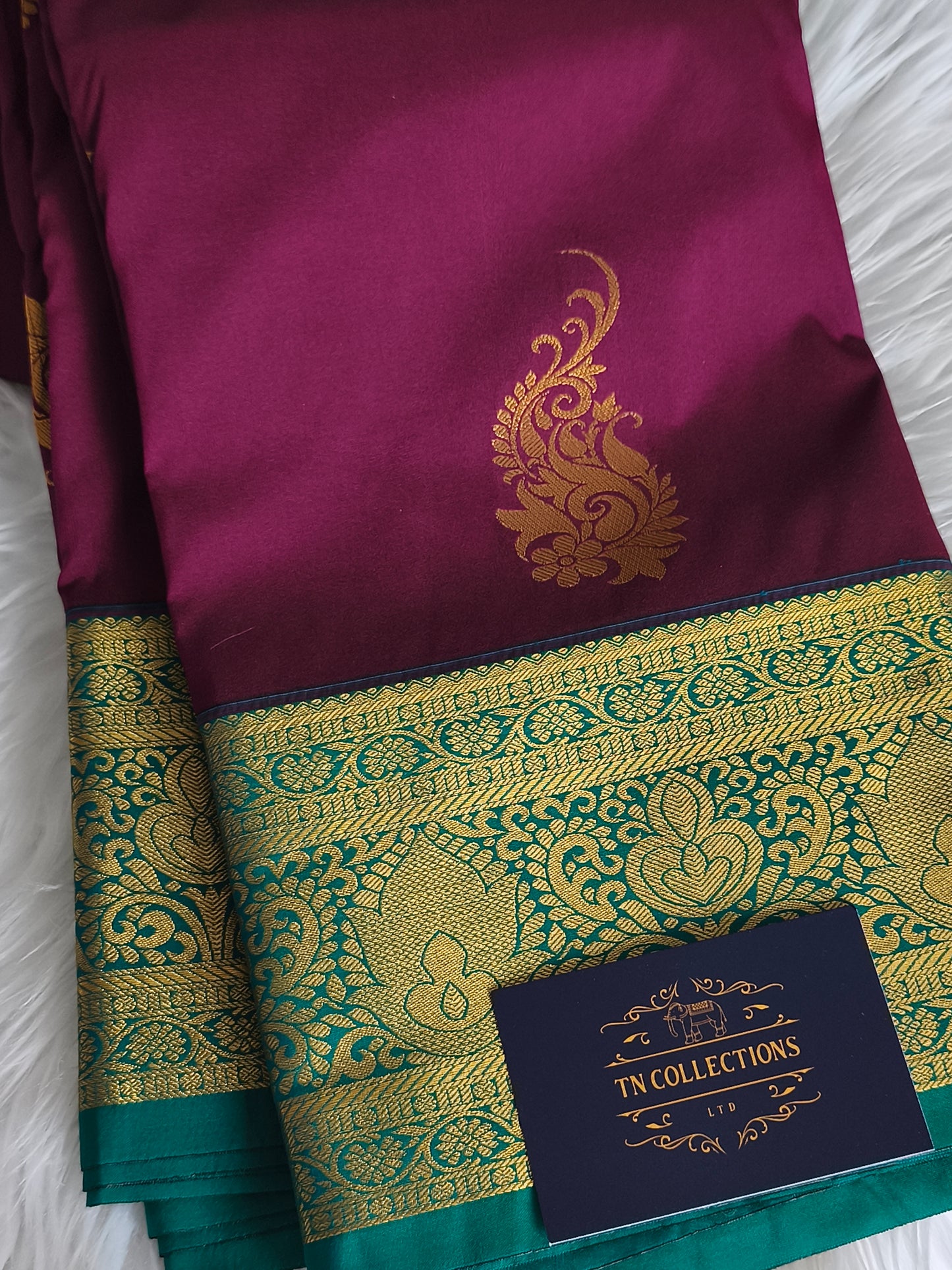 Kanchi Semi Silk Saree with contrast blouse
