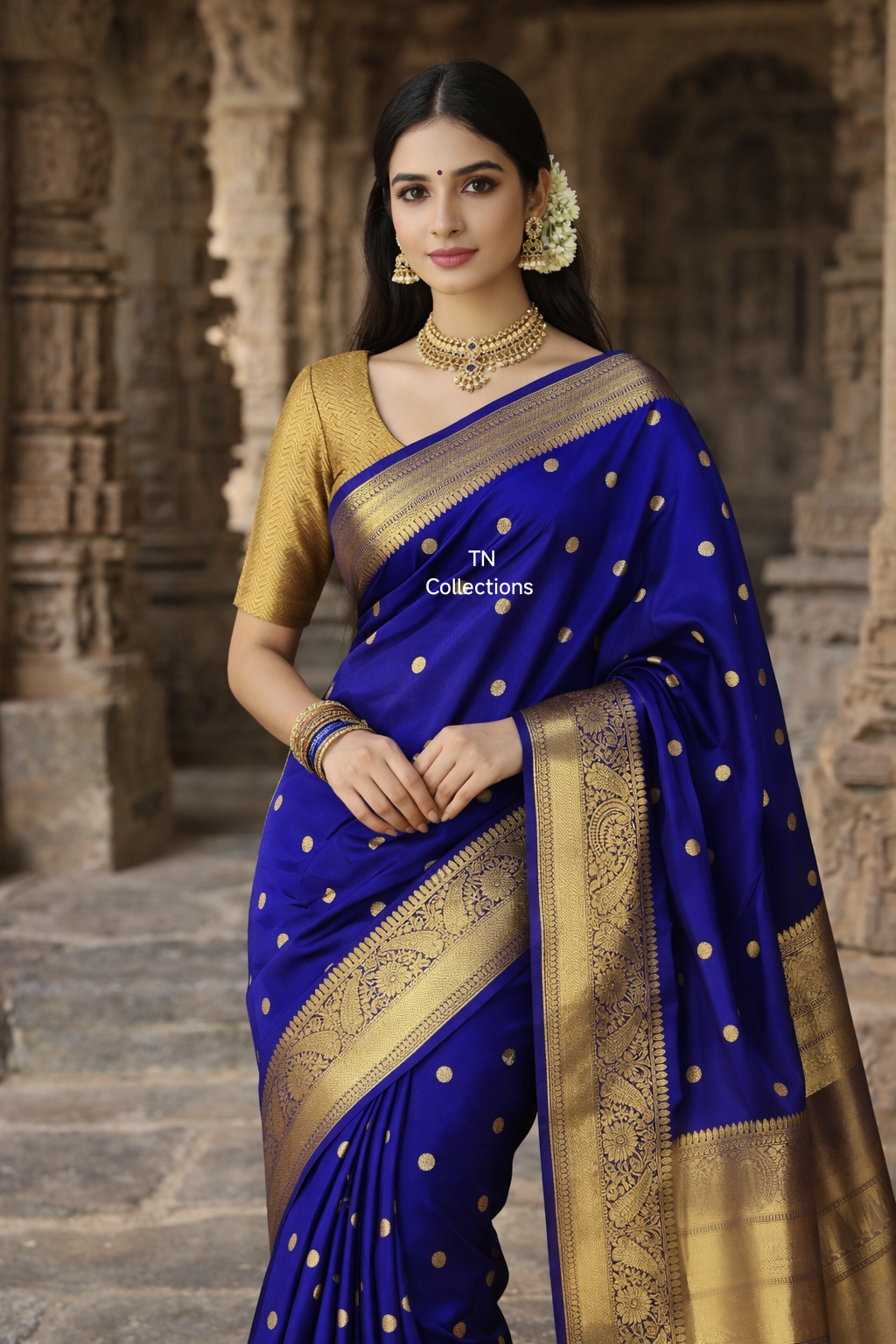 Blue Banarasi Semi kataan Soft Silk