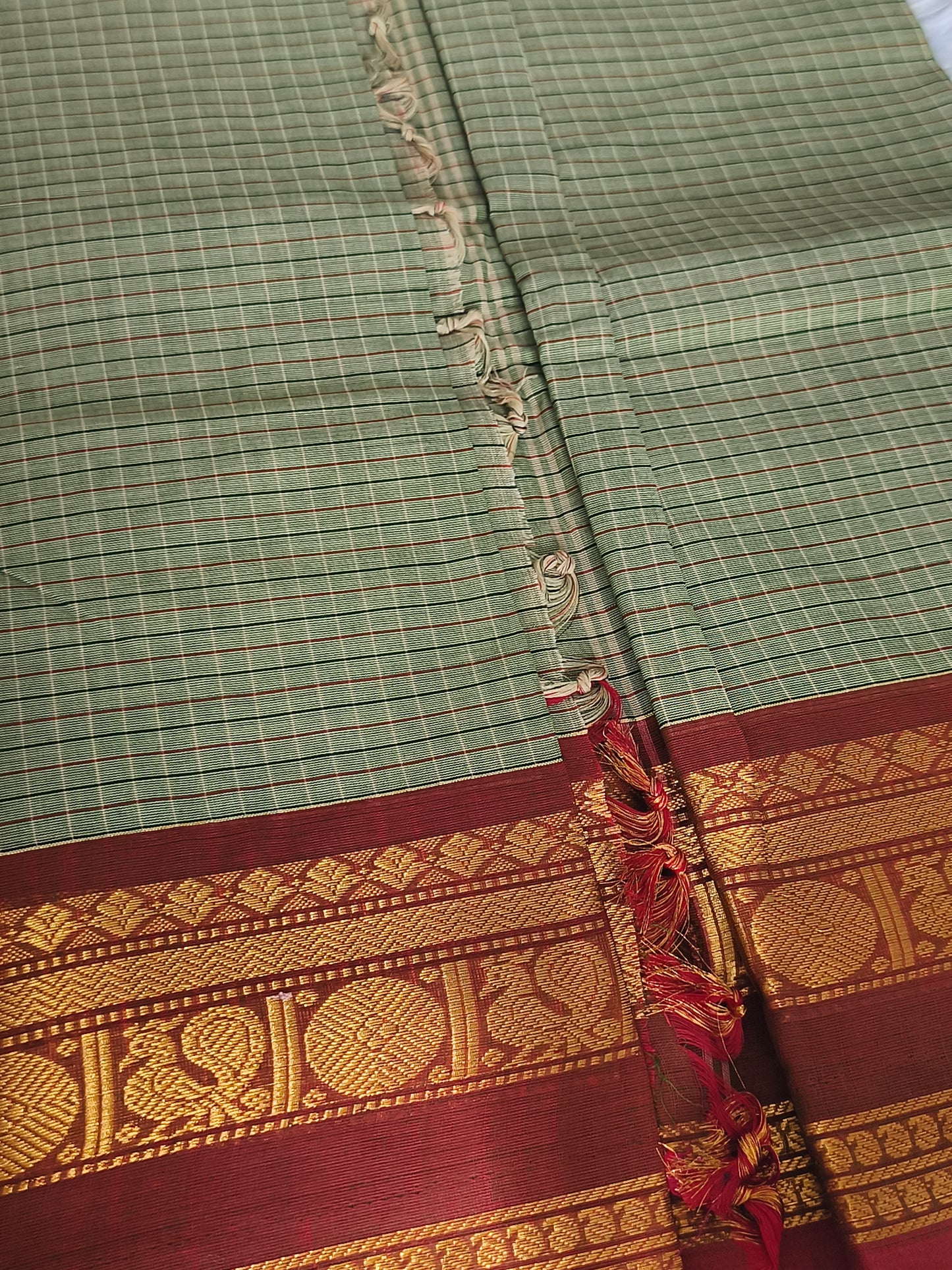 Pure Handloom kanchi cotton Kattam Saree