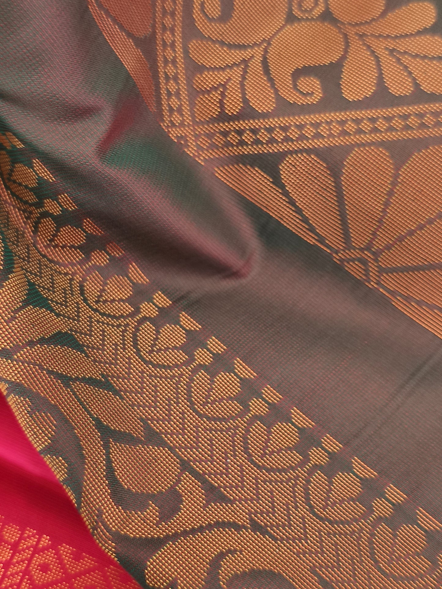 Red Kanchi Soft Silk Saree with contrast blouse