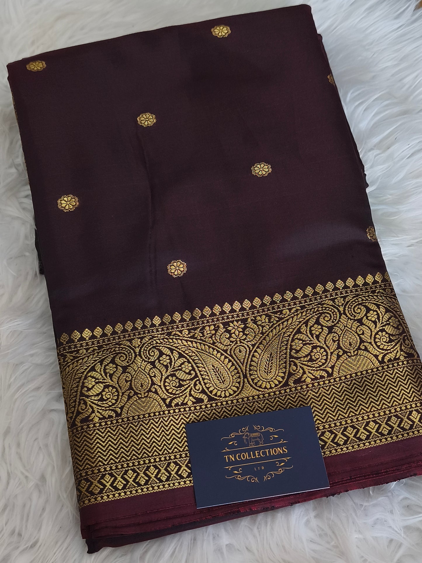 Dark Brown Banarasi Semi kataan Soft Silk