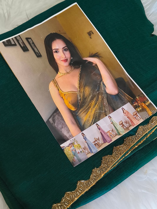 Dark green Soft Fendy Chiffon Party Saree