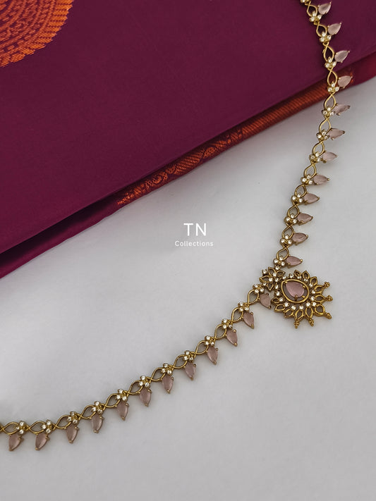 Antique Matte Finish Hip Chain (Dusky Pink)