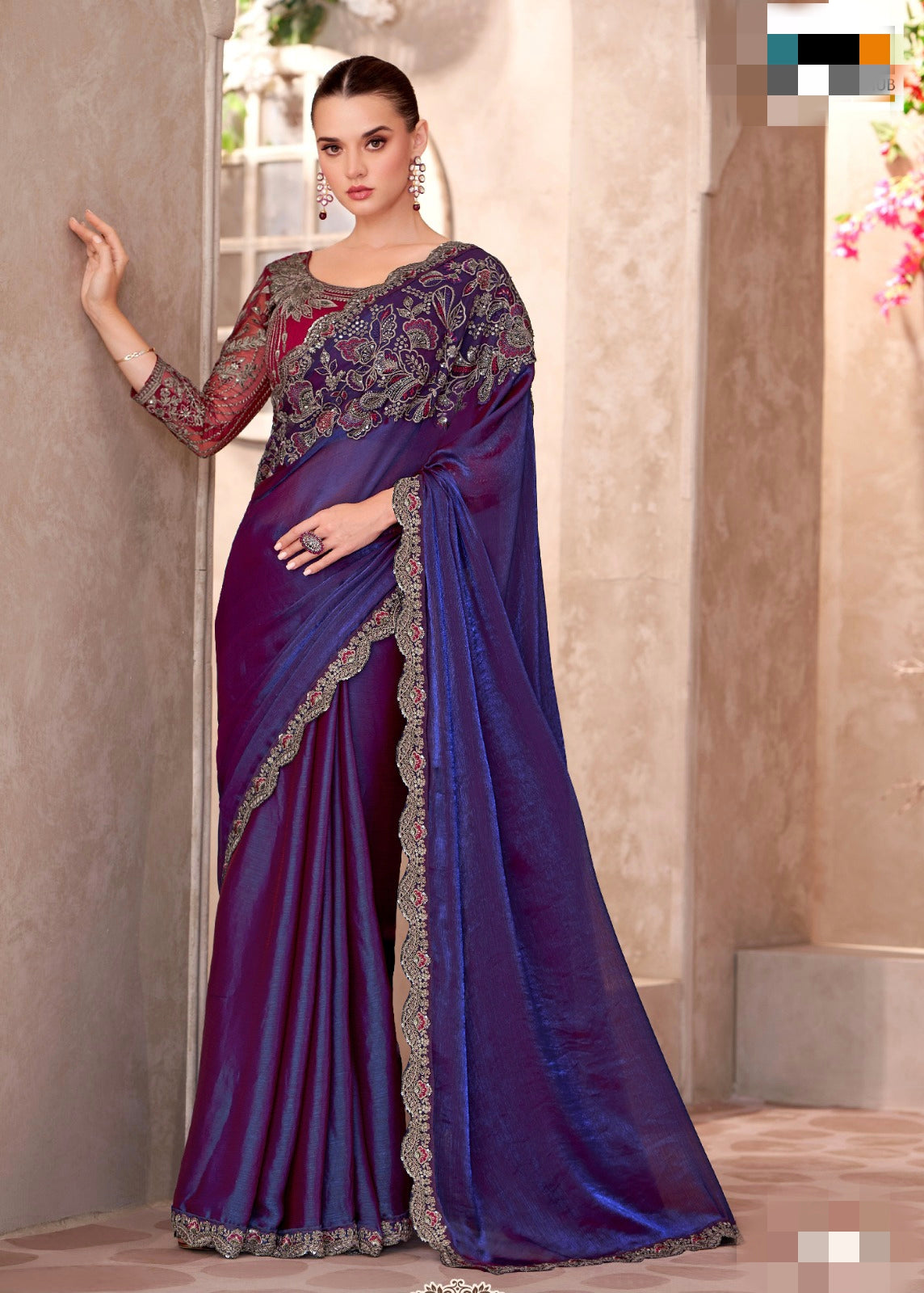 Purple Designer Party wear Saree