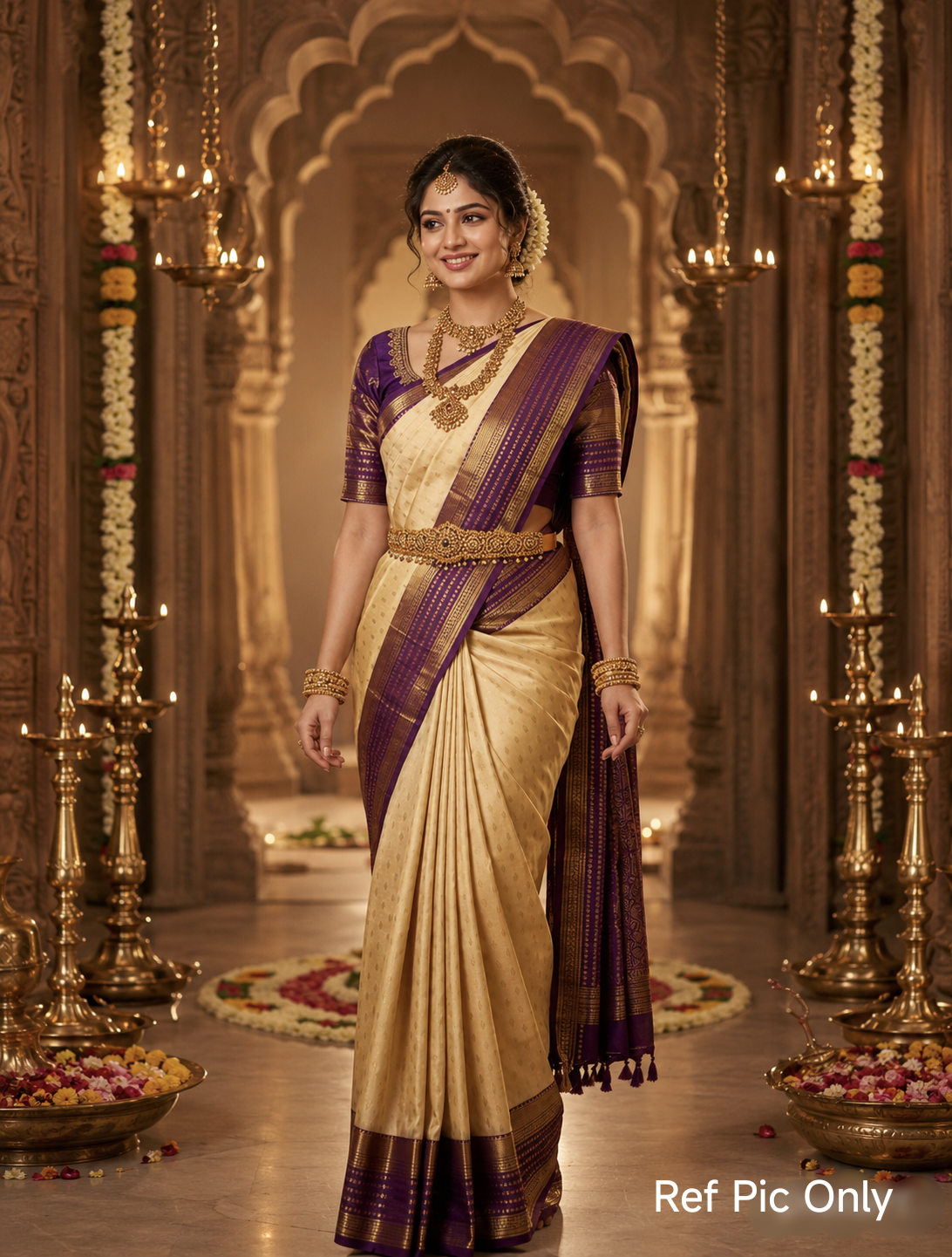 Elegant Kanchi Silk Saree with Contrast Running Blouse