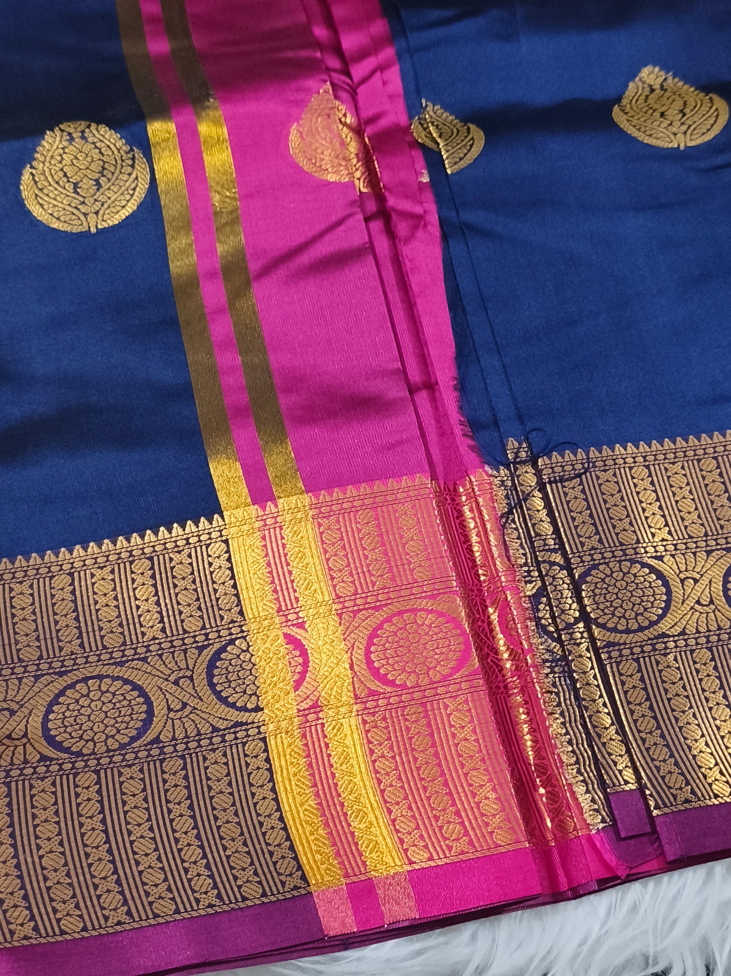 Luxury Semi Soft Silk Saree (Navy Blue)