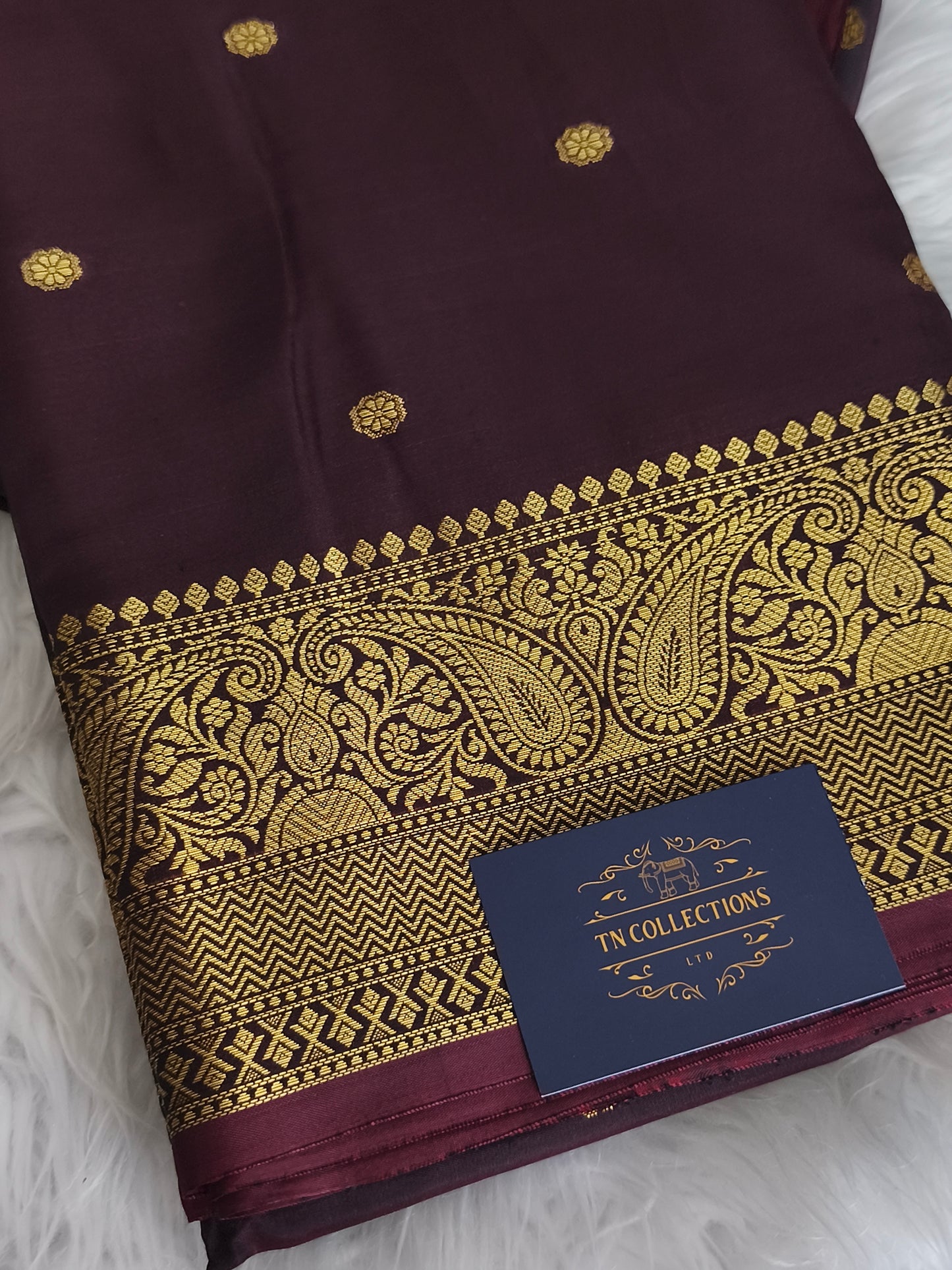 Dark Brown Banarasi Semi kataan Soft Silk