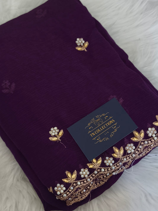 Soft and Silky Party Saree with contrast blouse