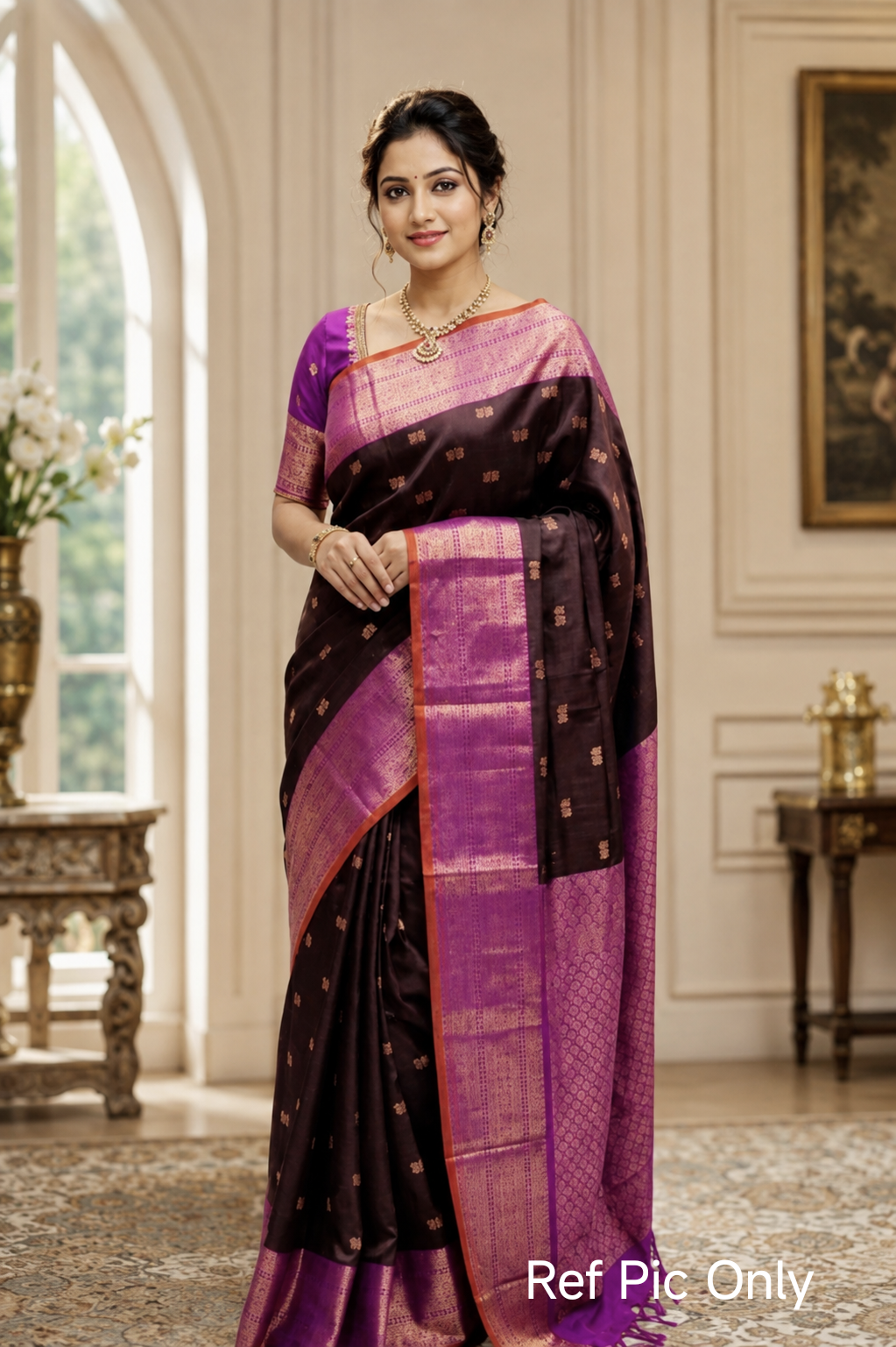 Dual shaded Luxury Soft Silk Saree with contrast blouse and rich pallu