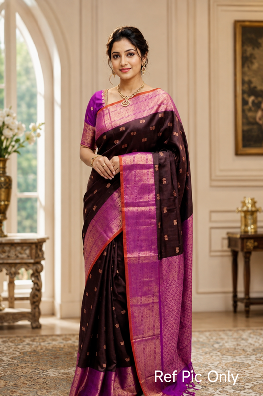 Dual shaded Luxury Soft Silk Saree with contrast blouse and rich pallu