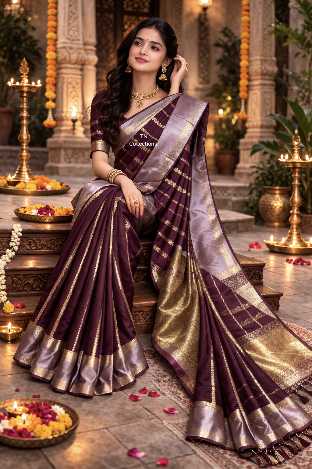 Semi Soft Silk Saree (Maroon)