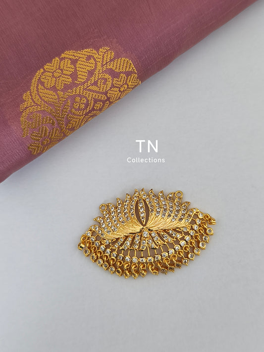 Micro gold plated Traditional Lotus Pathakkam Full white stone