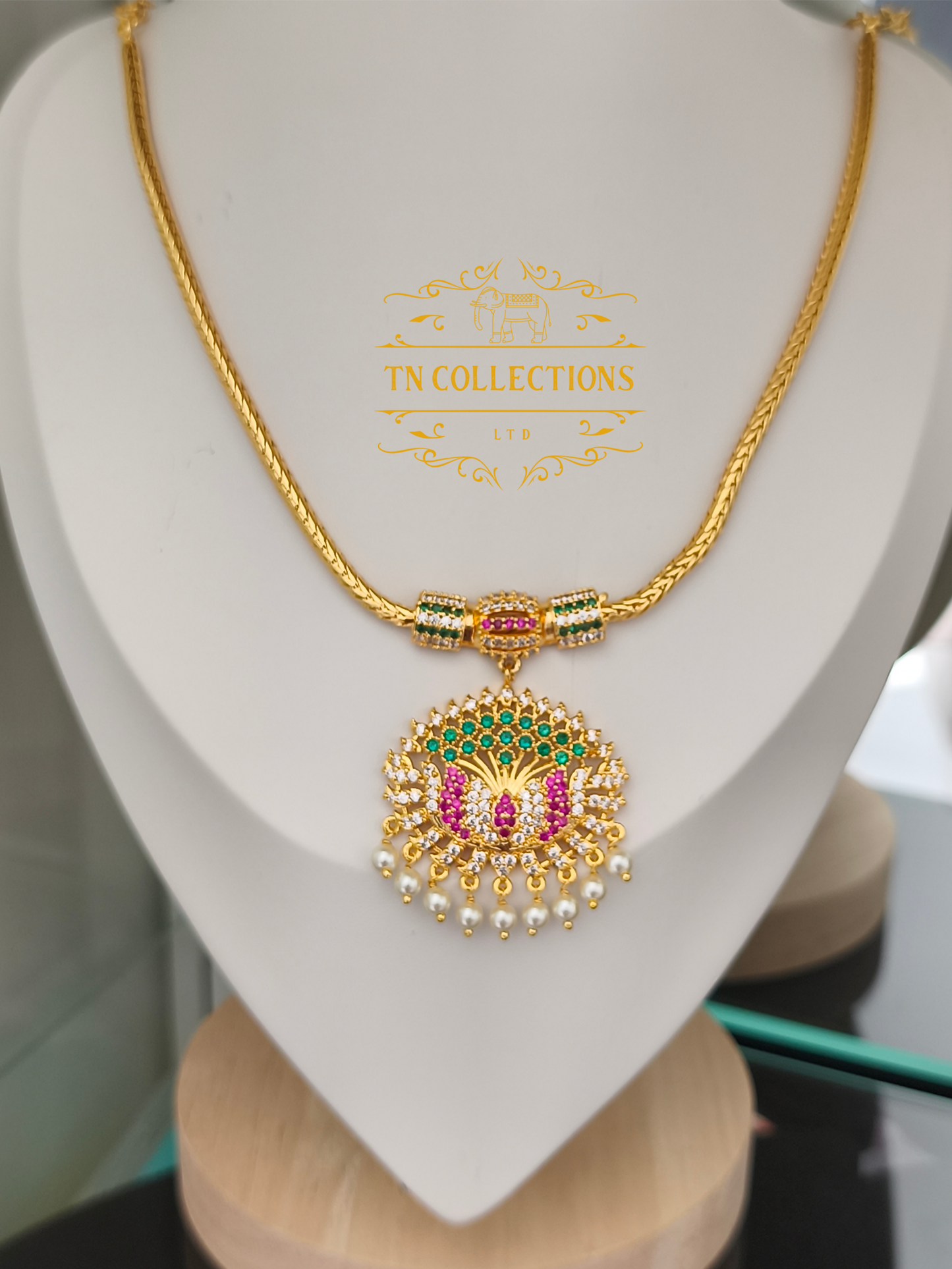 Micro Gold-Plated Traditional Necklace (Attiyal) Multicoloured
