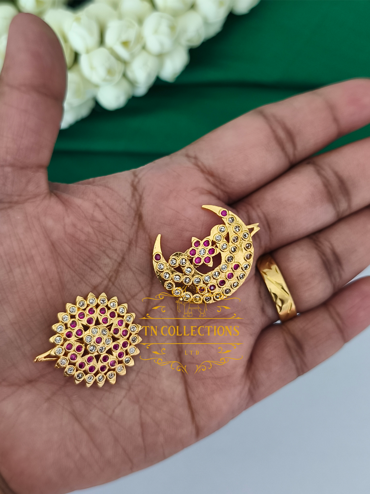 Micro Gold Finish Sun & Moon Bridal Hair Accessories Set