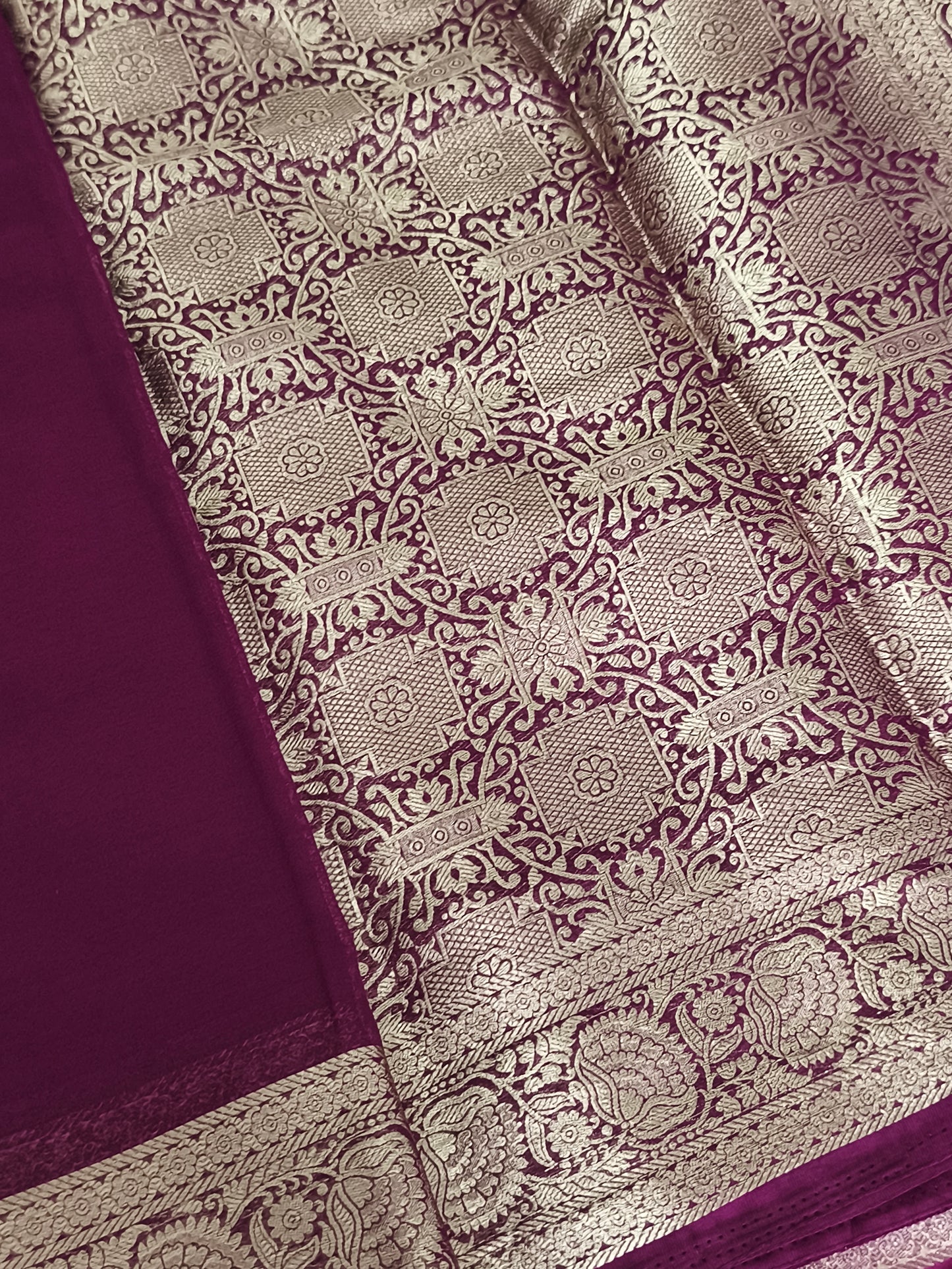 WINE colour Chiffon Georgette Party Saree