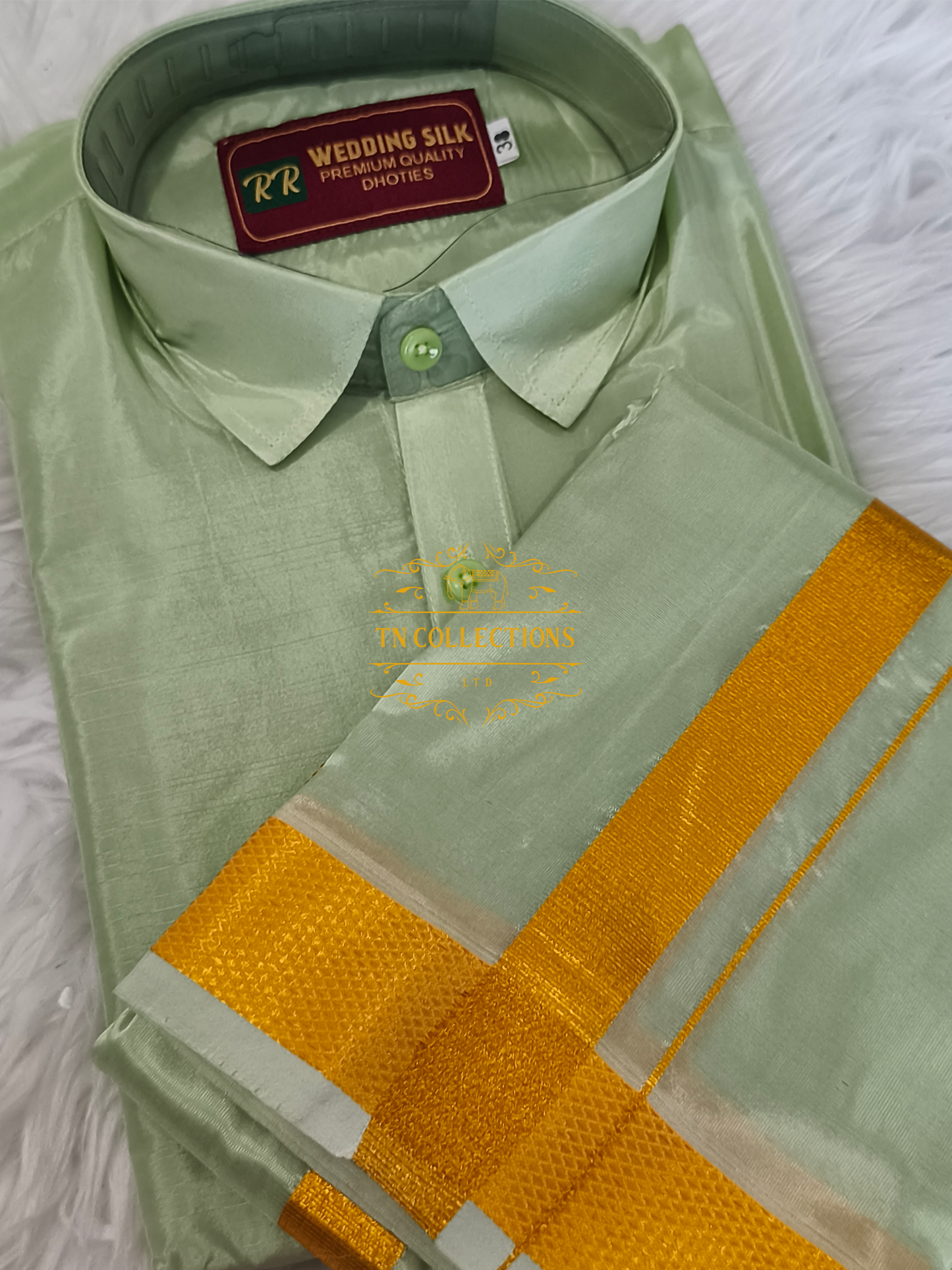 Men's Pastel Green Veshti Shirt set