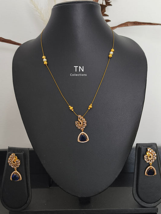 Matte Finish Indo western Invisible Necklace with earrings