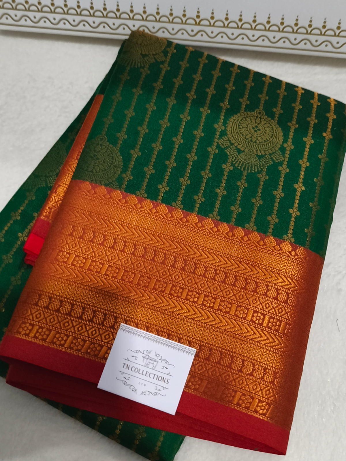 Kanchipuram vairaoosi Soft Silk Saree (Green)