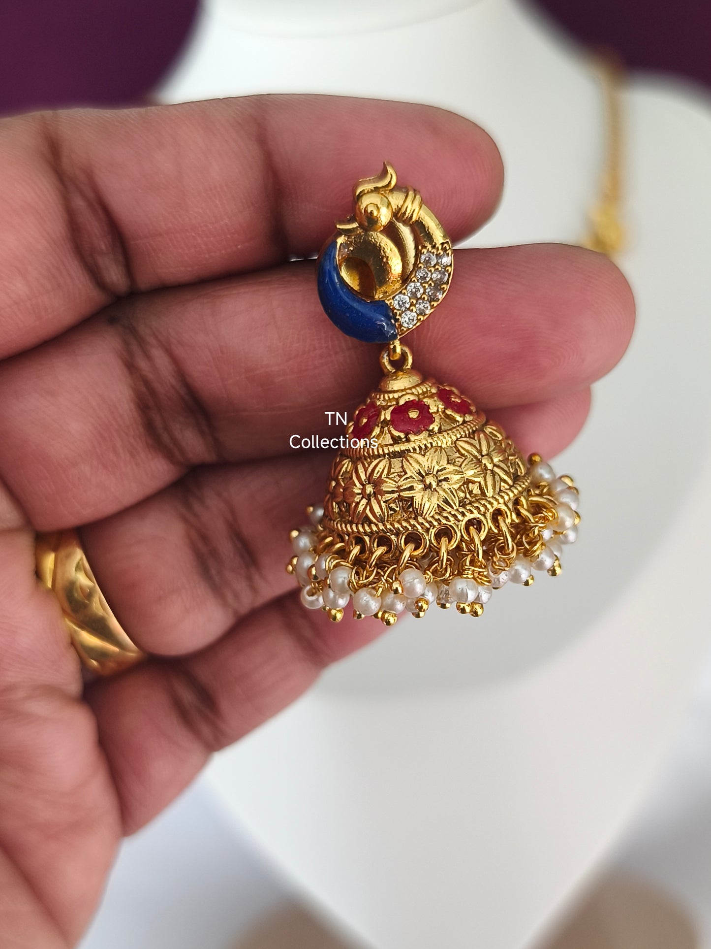 Antique Polish Traditional Meenakshi Necklace Set