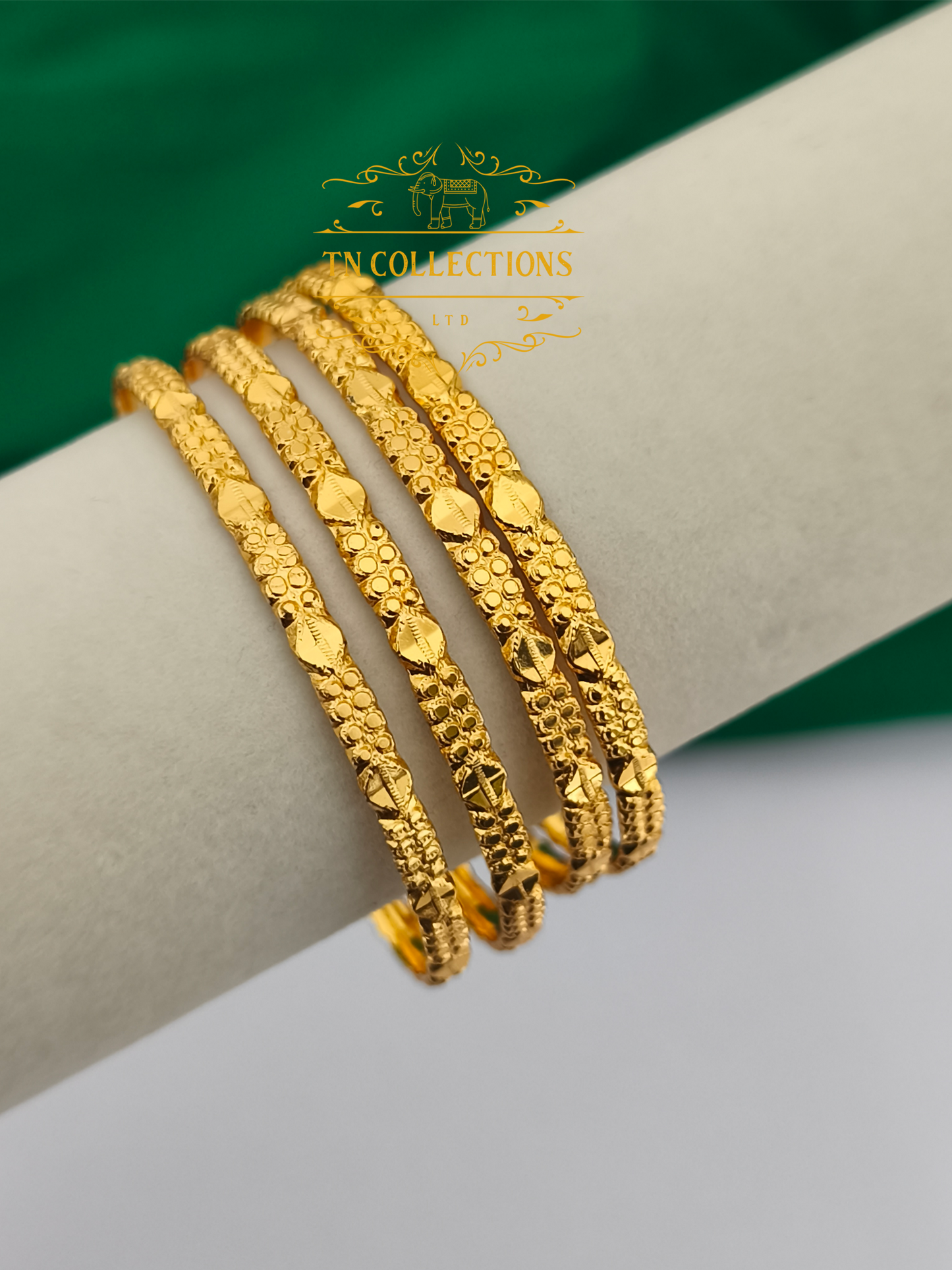 Micro Gold Plated Traditional Bombay Bangles Set of 4     (Size 2.8)