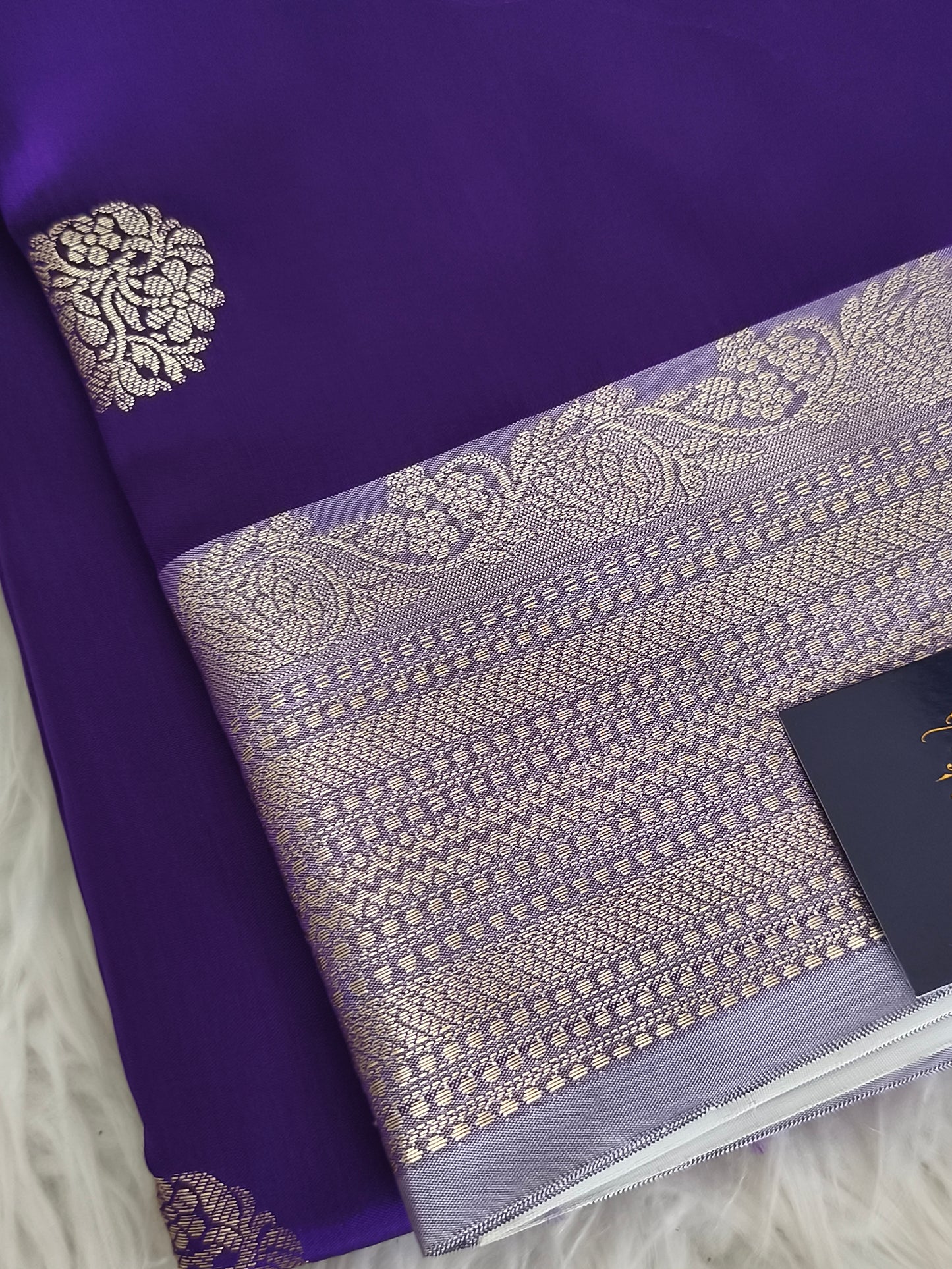 Banarasi Semi Katan Semi Silk Saree (Dark Purple)